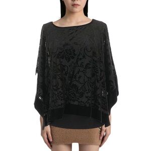 Chico's Black floral poncho blouse